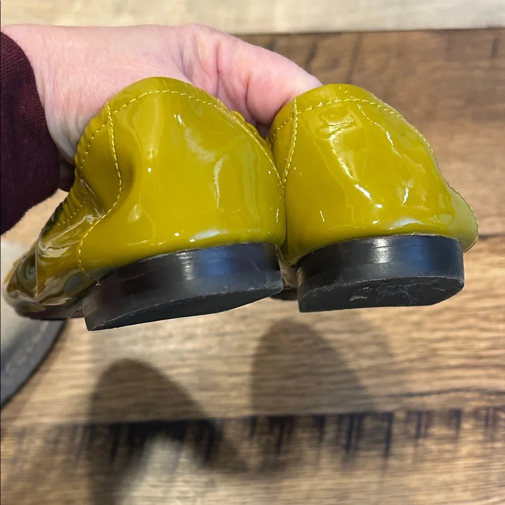 Tory Burch Chartreuse Patent Leather Driver Loafers